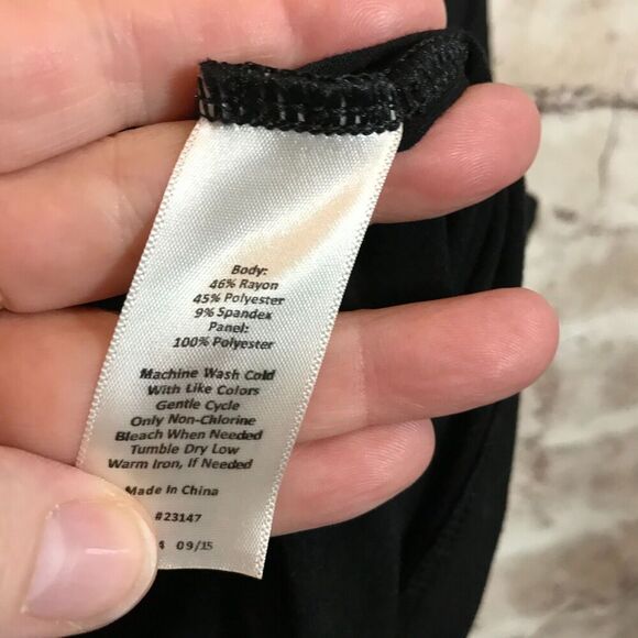 Talbots Dress Womens Medium Black Drawstring Mesh Lace Trim Pockets Stretch - Picture 2 of 15